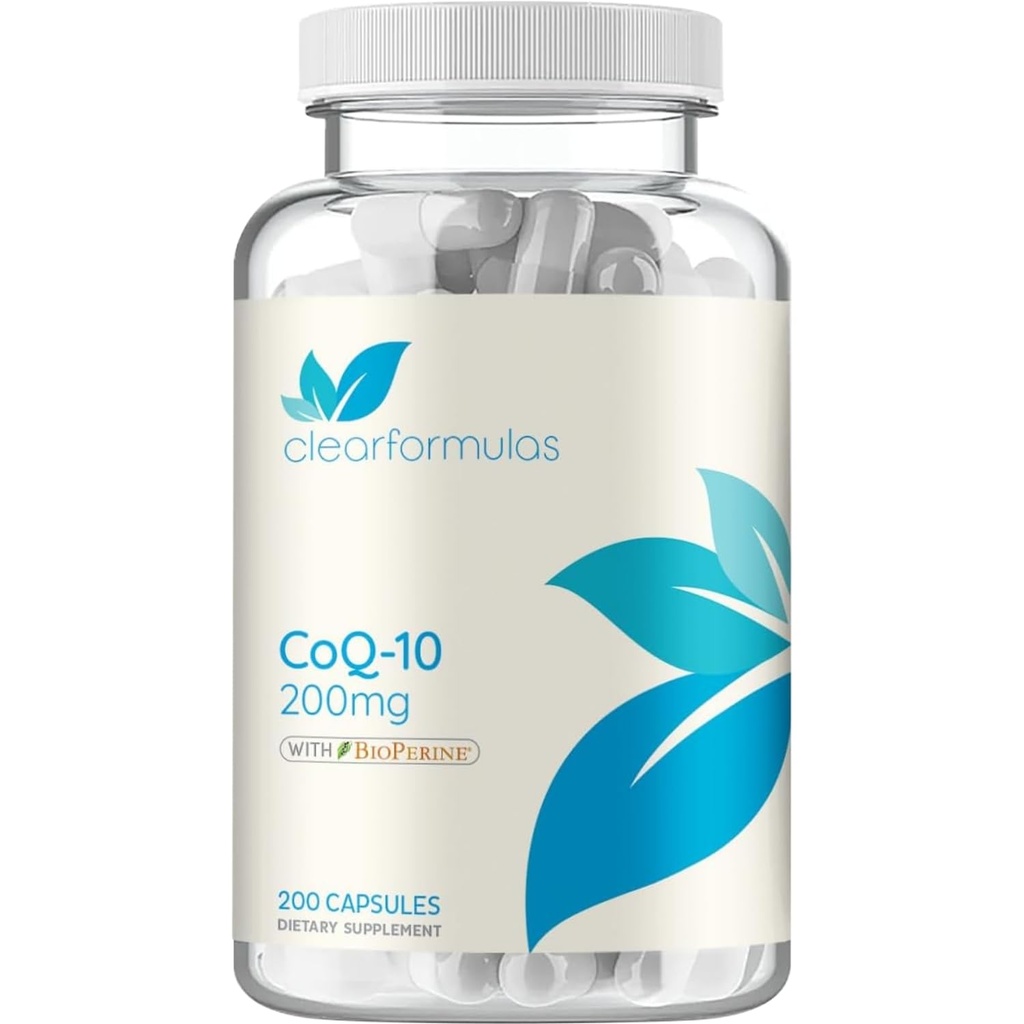 CoQ10 200 מ"ג עם BioPerine - הגדלת Absorption Coenzyme Q10 200 מ"ג חומצה פוליקסידנטית עבור אנרגיית לב ותמיכה Aging - High Stability CoQ10 Ubiquinone Caps - Made in a cGMP US מעבדה (200 משרתים)