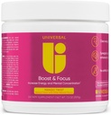 Universal U Boost & Focus אבקת, להגביר את האנרגיה ואת הביצועים הקוגניטיביים, Pre Workout, Custom Dosing, VIT B12, Niacin, Choline, L-Tyrosine, No Artificial Flavors, 30 משרתים (Mango Twist)