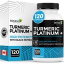 חידוש Actives Turmeric פלטינום 1350MG לכל 3 קפסולות עם Black Pepper & הג'ינג'ר - Antioxidant, Liver & Digestive Support - מקטין את Inflammation & Boosts Immunity - מיוצר בקנדה - 120 קפסולות