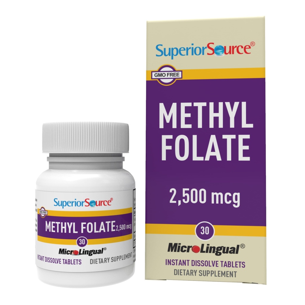 מקור גבוה Methyl Folate 2,500 mcg - תוסף Folate עבור נשים וגברים - Methylated Folate תוספת תמיכה מערכת העצבים בריאה ו Red Blood Cells - 30 Sublingual Disshoots