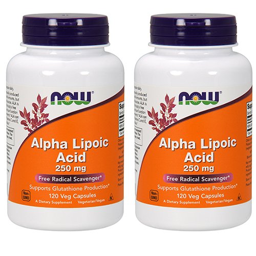 Now Foods Alpha Lipoic Acid 250 מ"ג, 120 קפסולת ירקות (2 Pack)