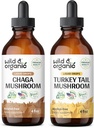 Wild & Organic Chaga Mushroom Tincture 4 fl oz & טורקיה Tail Mushroom Tincture 4