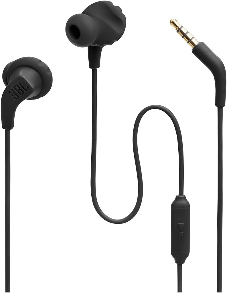 JBL Endurance Run 2 Wired - Waterified Sports in-Ear Headphones, Pure Bass Sound, Hands-Free Calls, Never Hurt. Never Fall Out (Black)