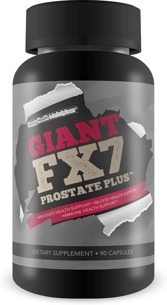 Giant FX7 Prostate Plus - Prostate Supplements for Prostate Support & Blood Flow Support - Support Energy & Endurance - קידום בריאות Prostate Function & Size - תמיכה ב- Zinc