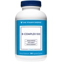 ויטמין Shoppe B-Complex 100 - תומך בייצור אנרגיה, תפקוד מערכת העצבים ומטבוליזם חומרים מזינים - מקור מצוין של B1, B2, B6, B12, Niacin, Folic Acid & Biotin (300 Veggie Caps)
