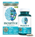 NEURIVA PLUS Brain Supplement for Memory, Focus & Concentration + פונקציונליות קוגניטיבית עם nootropics נבדק קלינית Phosphatidylserine ו Neurofactor, ויטמינים B6 & B12, 30 קפסולות הרוזן