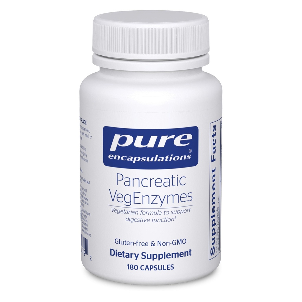 טהור Encapsulations Pancreatic VegEnzymes | תוסף Hypoallergenic עבור Carbohydrate, Lipid וחלבון Digestion | 180 קפסולות