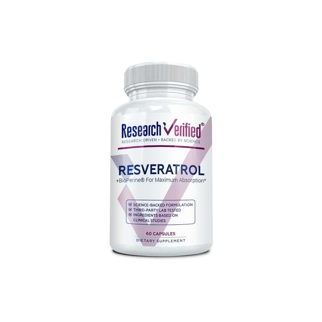 מחקר המאומת Resveratrol - 98% Trans-Resveratrol 1000 מ"ג, תמיכה אנטי דלקתית - 1 בקבוק - 60 קפסולות
