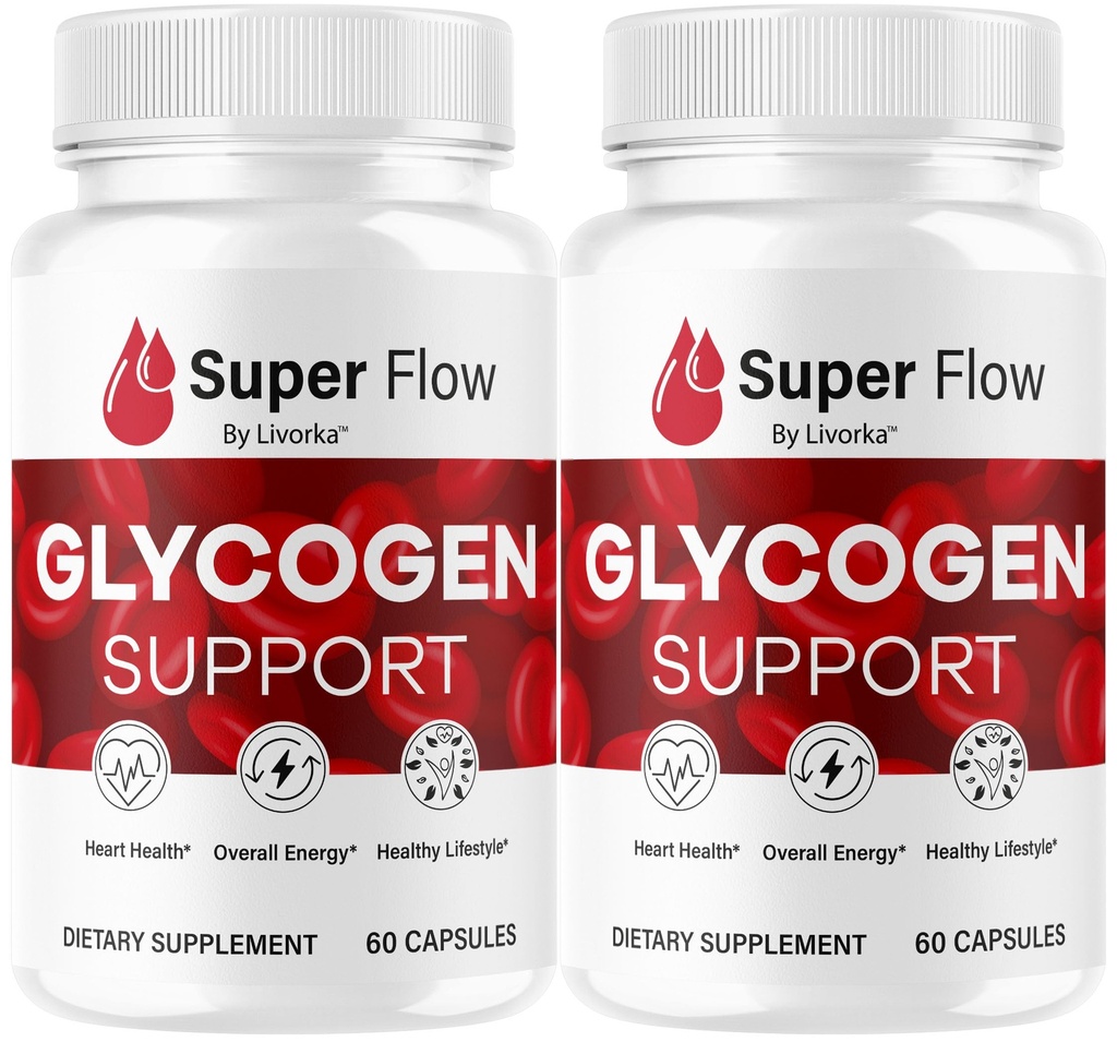 (2 Pack) Super Flow Glycogen - SuperFlow Glycogen תומך קפסולות, Super Flow, Glycogen Support Super Flow, תמיכה רשמית של SupperFlow Glycogen, Super Flow Glyco Optimizer, 60 קפסולות עבור 2 חודשים