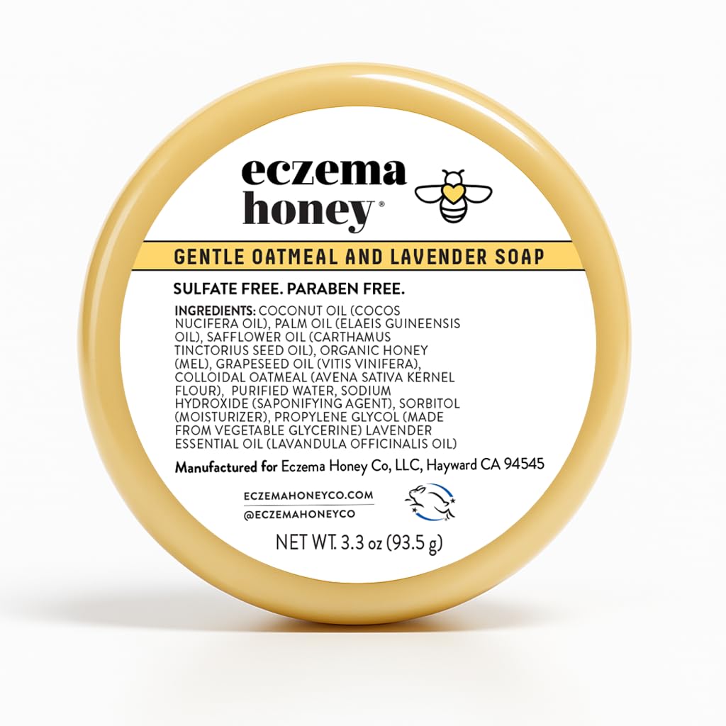 ECZEMA HONEY Gentle Oatmeal ו Lavender Soap - Natural Eczema Body Wash - Daily Gentle Soap for Dry, Itchy, Sensitive, & Irritable Skin (3.3 Oz)