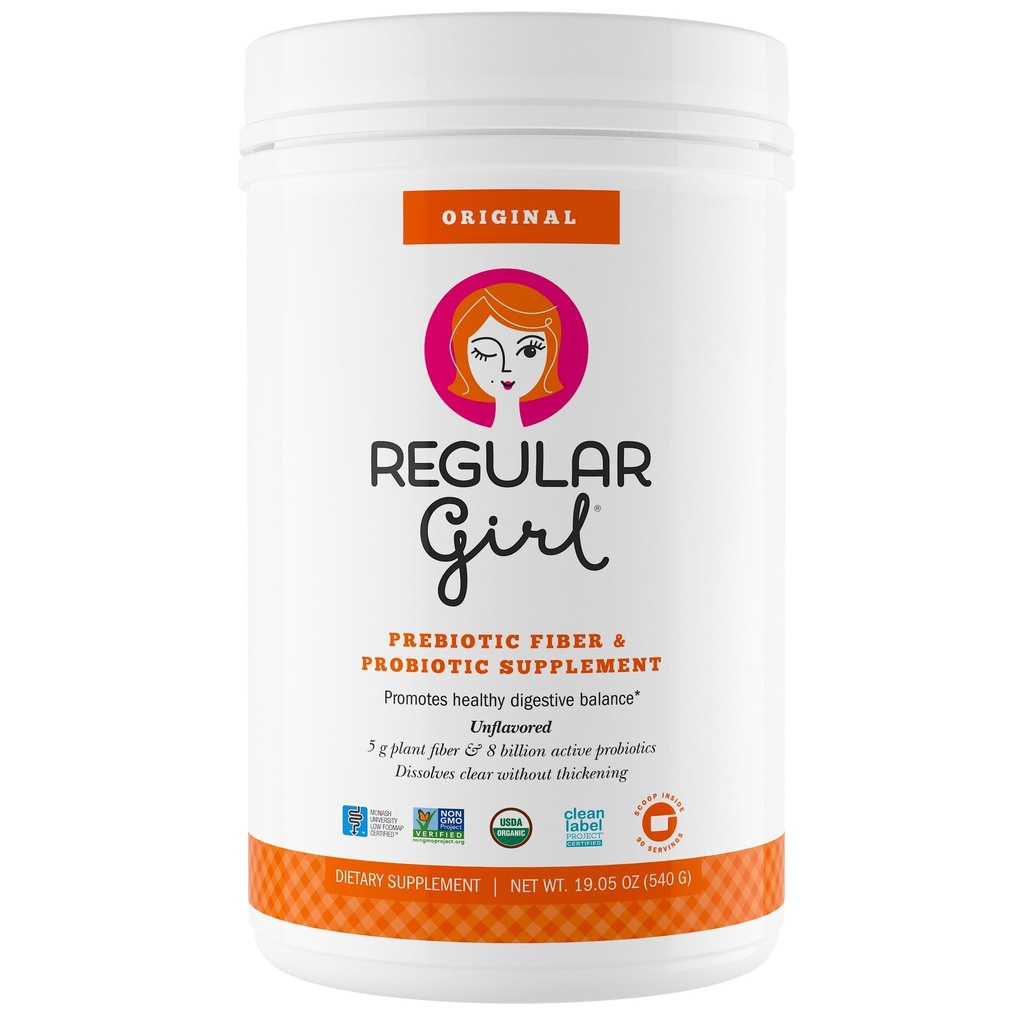 אבקת רגילה של Girl Organic, Preביוטיקה סיבים פרוביוטיקה לנשים, נמוך FODMAP, 90 יום בולק אספקה, Unflavored, 90 משרתים