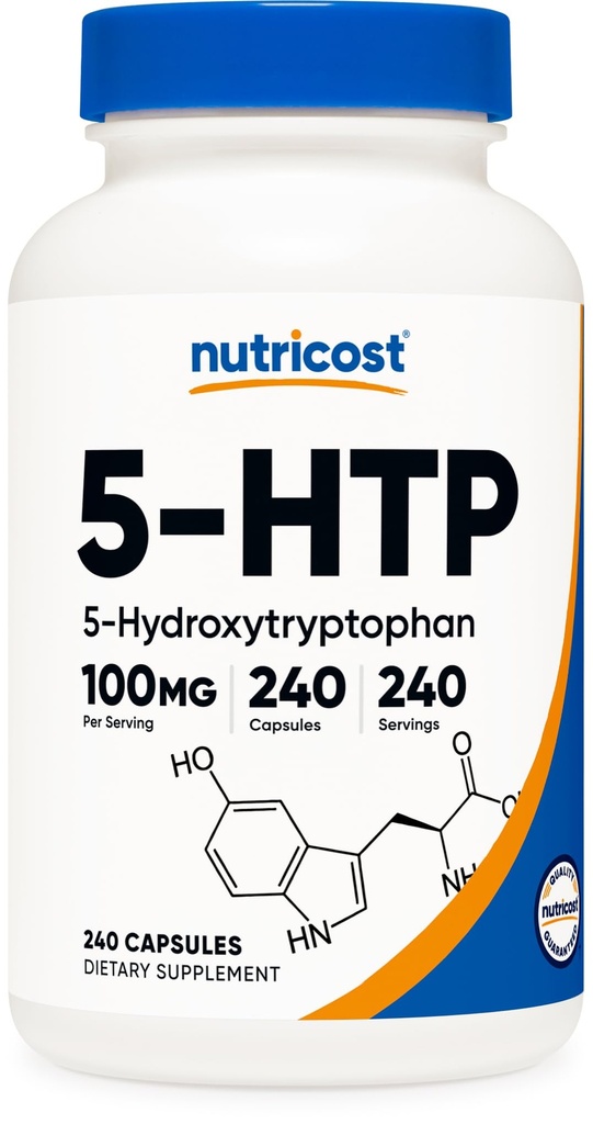 מזון מזינים 5-HTP 100 מ"ג, 240 קפסולות צמחוניות (5-Hydroxytryptophan) - Non-GMO & Gluten Free