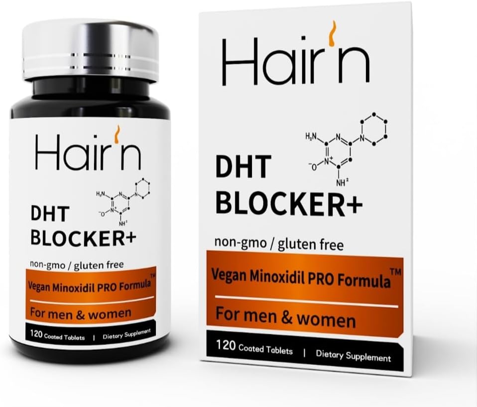 Hair'n DHT Blocker Hair growth growth Supplement, Vegan & Plant-based פורמולה לגברים ונשים, תומך צמיחת שיער, בטוח למבוגרים - Saw Palmetto, Biotin, Capsaicin, ו Reishi Mushrooms