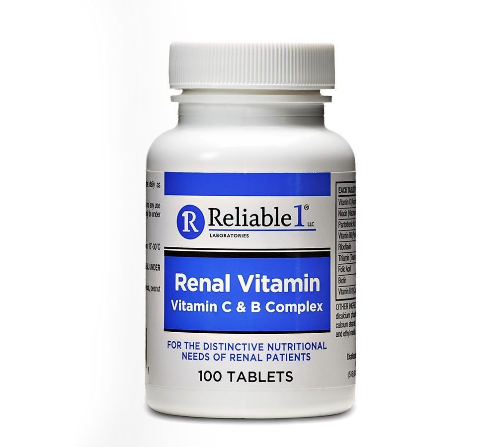 ReLIABLE 1 LABORATORIES Renal ויטמין C & B Complex for Men and Women (100 טבליות Per Bottle)