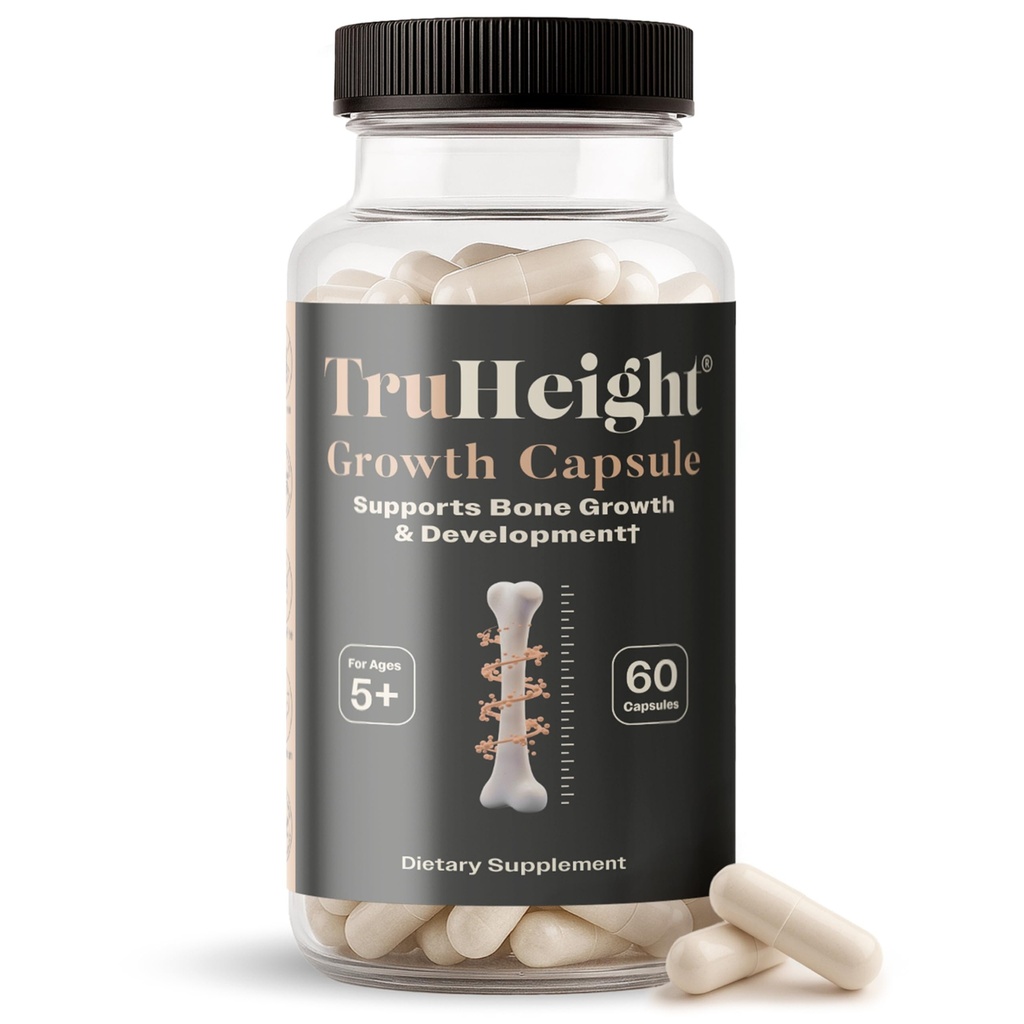 TruHeight Growth קפסולות - תוספי צמיחה טבעית ופיתוח עבור ילדים ובני נוער - Endorsed על ידי רופאי ילדים - ויטמין D, K, Calcium & Ashwagandha - כוח עצם - ילדים ויטמין D3 K2, ימים 5 + 5 + 5 +
