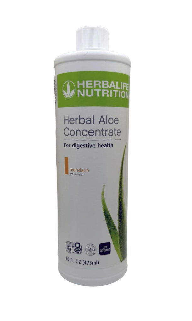 HerbaLife Aloe Concentrate Pint: מנדרינית Flavor 16 FL Oz (473 מ"ל) לבריאות העיכול עם Premium-Quality Aloe, Gluten-Free, 0 קלוריות, 0 סוכר, פלאב באופן טבעי