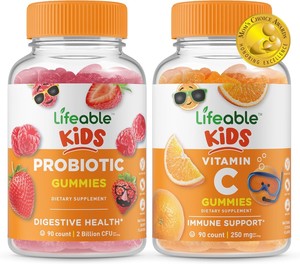 Probiotic 2 מיליארד CFU ילדים + ויטמין C ילדים, חניכיים בונדלה - גדול Tasting, ויטמין תוסף, Gluten Free, GMO Free, Chewable Gummymy