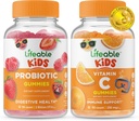 Probiotic 2 מיליארד CFU ילדים + ויטמין C ילדים, חניכיים בונדלה - גדול Tasting, ויטמין תוסף, Gluten Free, GMO Free, Chewable Gummymy