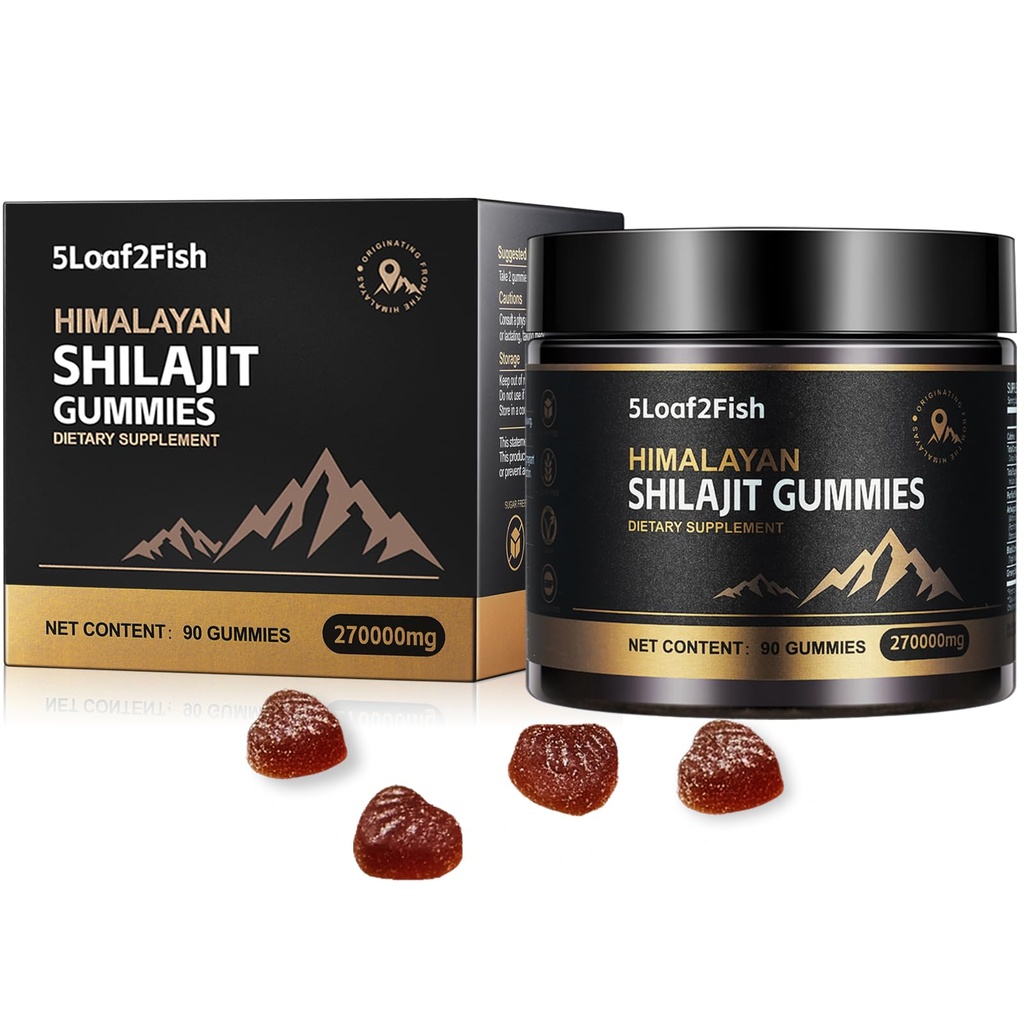חניכיים אורגניות Shilajit, Pure ההימלאיה Shilajit חניכיים לגברים תוספת, Gold Shilajit חניכיים לנשים,Natural 85+ Trace מינרלים, Ashwagandha, Black Seed Oil Extractd, 90 חניכיים