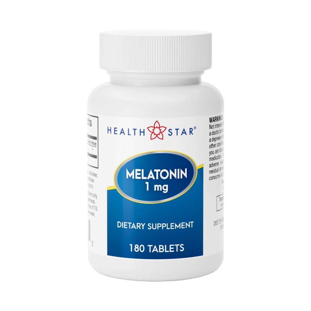 GeriCare Melatonin 1 מ"ג שינה תמיכה תוסף, Gentle Nighttime Sleep Aid, Non-Habit Forming, Helps Promotelaxation & Restful Sleep, Jet Lag Recovery, and Better Nighttime Rest, 180 טבליות