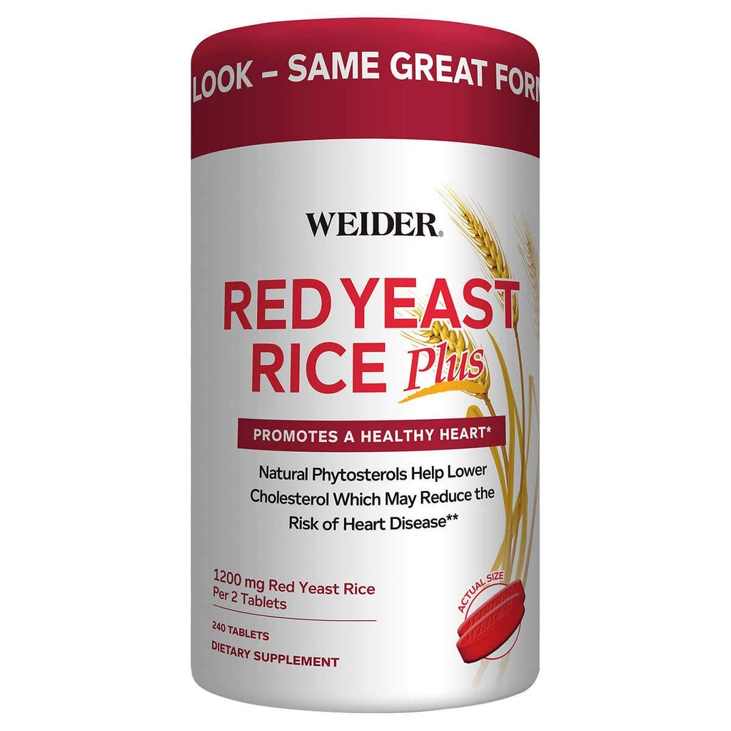 Weider Red Yeast Rice Plus 2Pack עם Phytosterols 1200 מ"ג עבור 2 טבליות (240 טבליות X 2)