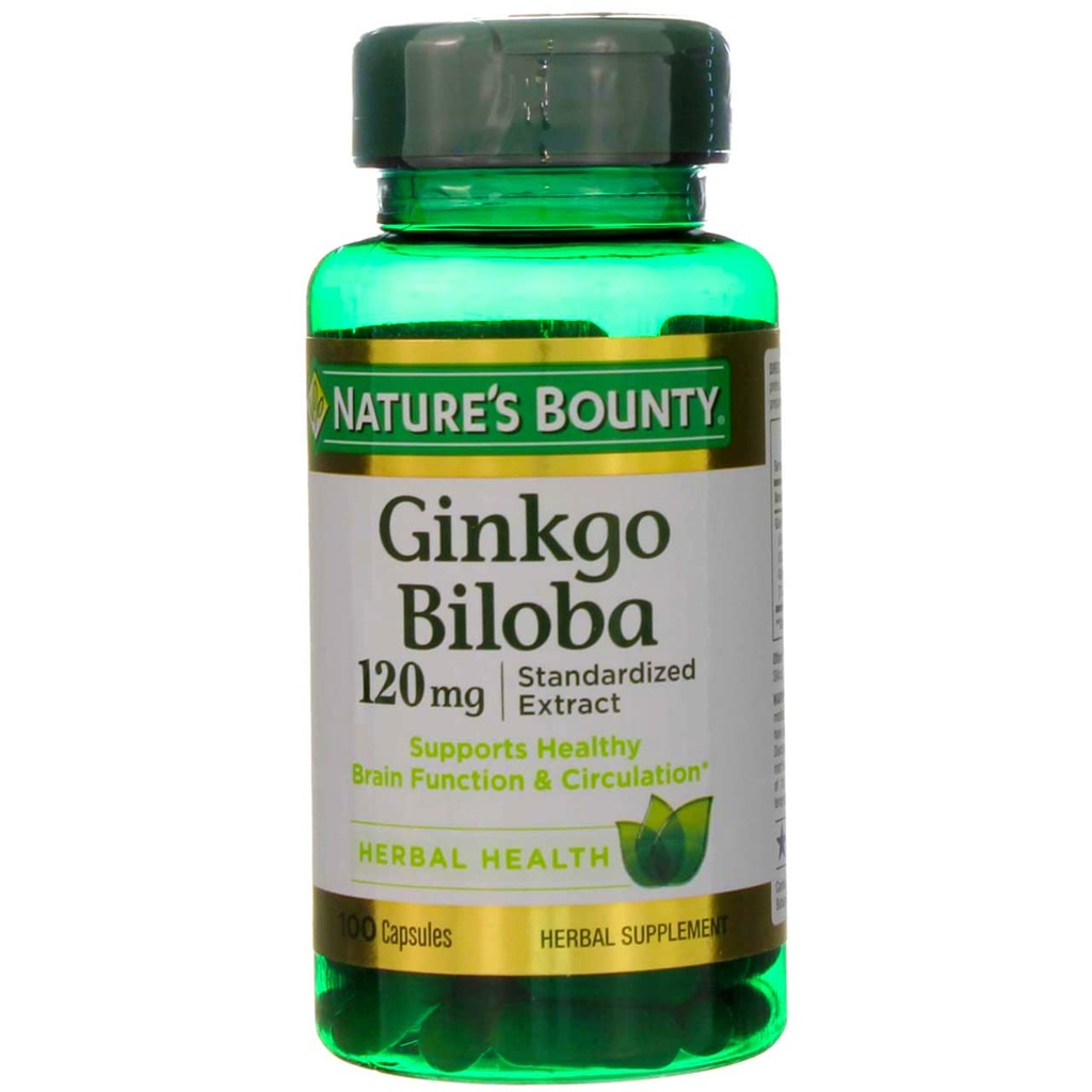 Nature's Bounty גינקו בילובה 120 מ"ג כוח כפול - 100 קפסולות, Pack of 2