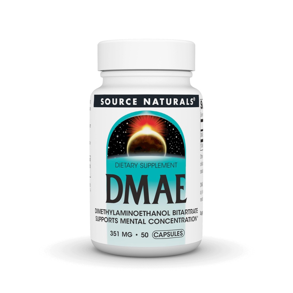 מקור טבעי DMAE, Dimethylaminoethanol Bitartrate - תומך בריכוז נפש - 50 קפסולות