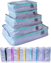 MUMI Packing Cubes - 5Piece Compression Packing Cubes for Travel, Luggage מארגנת for Suitcases, Carry-On Bags, תרמילים, ו- Duffel Bags - Space-Saving Travel Essentials - Aqua Aquaqua-Aquare-Aquall Travel Essentials