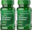 הגאווה של פוריטאן Chromium Picolinate 500 Mcg Yeast Free, 100 Count (Pack of 2)