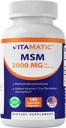 Vitamatic MSM 2000 מ"ג עם ויטמין C 75 מ"ג לשרת - 180 ואג קפסולות - ויטמין C Aid in Better absopriton of MSM (Methylsulfonylmethane) - Non-GMO & Gluten Free