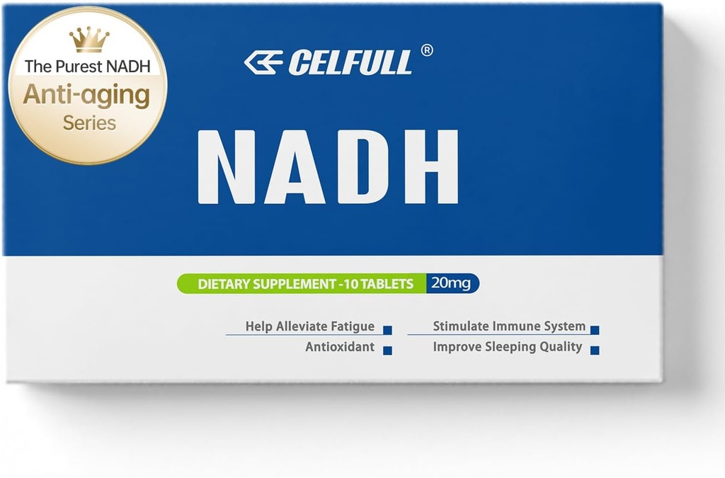 CELFULL NADH תוסף 40 מ"ג Enchance NMN Alternative NAD + תוספת עבור Immune תמיכה Anti-Aging Boost Brain Cognition & Chronic Fatigues