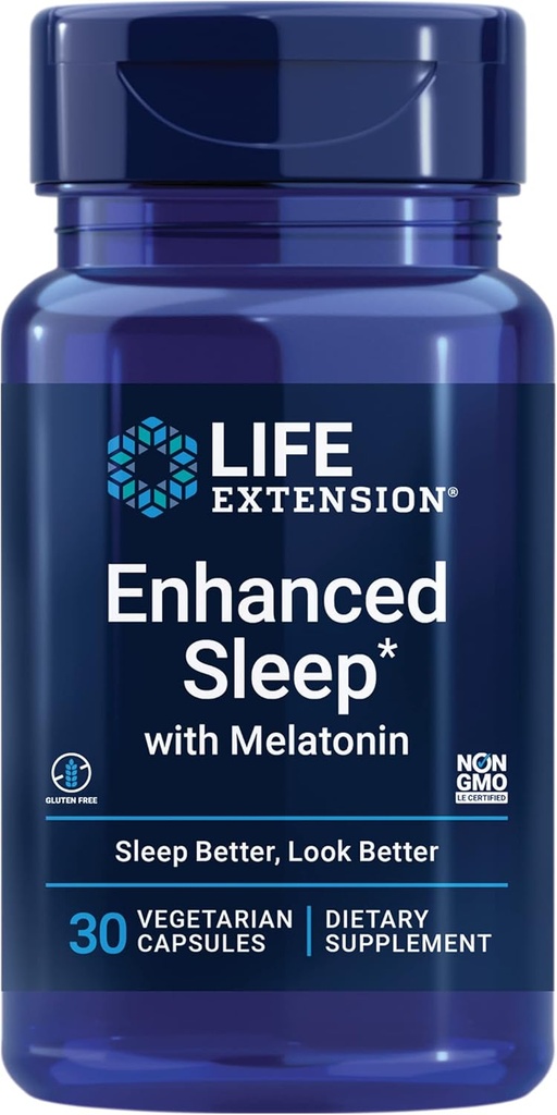 החיים הרחיבו את השינה עם מלטונין - Melatonin Sleep Supplement for Restful Sleep and Healthy Skin & More - Gluten-Free, non-GMO, Vegetarian - 30 קפסולות