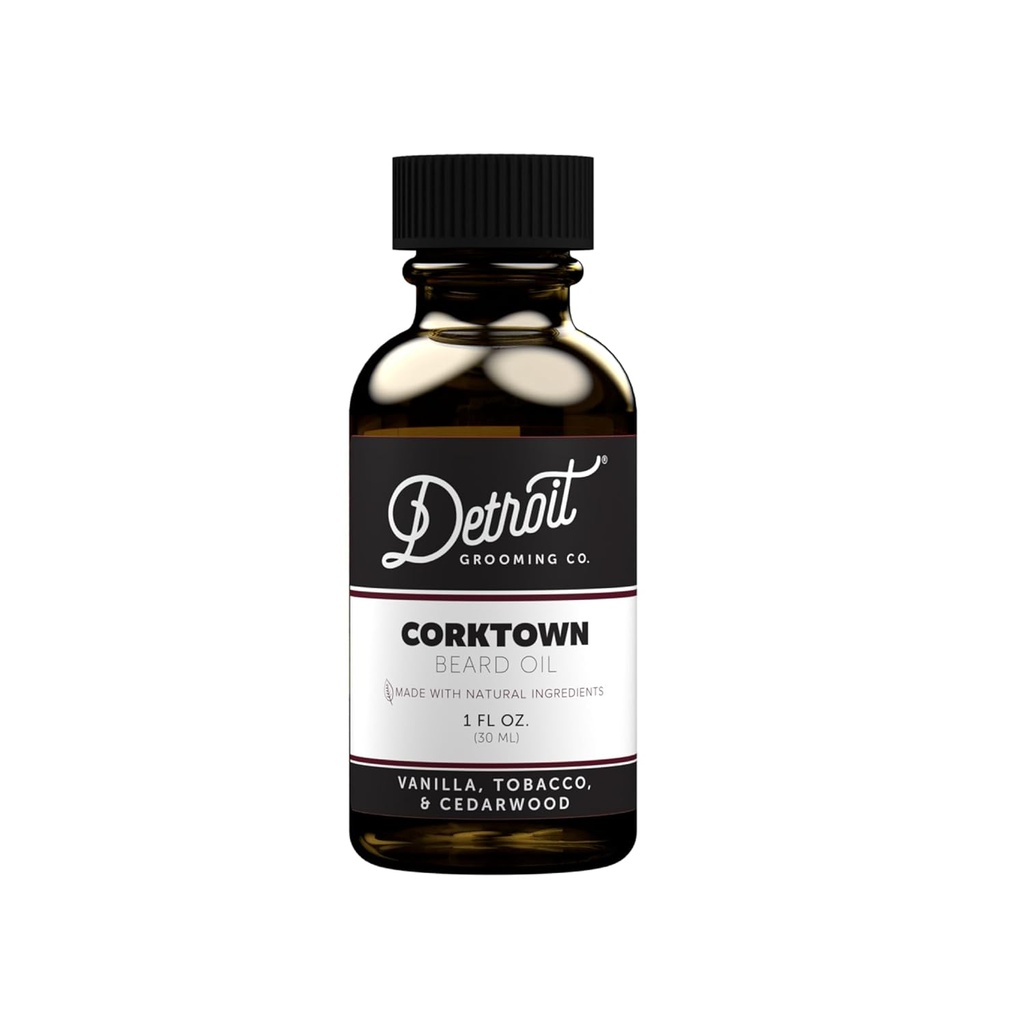 דטרויט Grooming Beard Oil | hydroting & Nourishing פורמולה עם ויטמין E - Corktown Scent (1 oz)