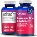 Quercetin 1000mg Veggie כמוסות, non-GMO, Elderberry Zinc Quercetin תוספי תמיכה Immune, Cardiovascular & Respiratory Health, 120 קפסולות (Pack of 1)