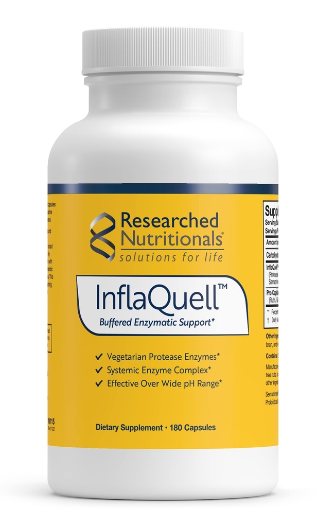 InflaQuell - Vegetarian Proteolytic Enzymes, ג'ינג'ר ו Rutin תוספת לתגובה דלקתית, תמיכה ונשימה (180 קפסולות)