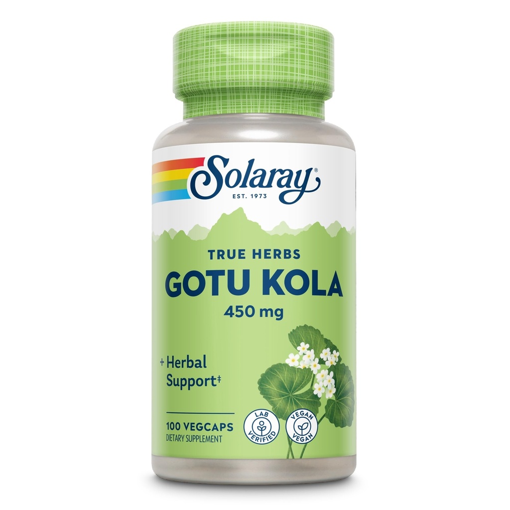 SOLAרי Gotu Kola 450 מ"ג - Centella Asiatica Herbal Supplements - Gotu Kola קפסולות שנעשו עם Aerial for Powerful Wellness Support - טבעוני, Non-GMO, מעבדה מאומתת, 60 יום ערבות, 100 משרתות