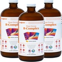 LIQUIDHEALTH Mega Energy Methylated B-Complex, תוסף ויטמין נוזלי למבוגרים - להגביר את האנרגיה, Relieve Stress & Fatigue, Immune Support, Heart & Gut Health - Made in USA, Vegan, Sugar-Free (3 Pack)