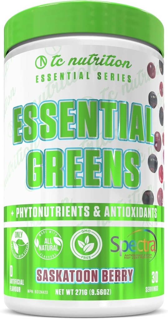 אבקת הירוקים החיונית | Optimize Health + Energy | Spectra, Organic Matcha, Spirulina, More | Probiotics & Digestion Support, Antioxidants | Stevia Sweetened, Saskatoon Berry, 30 משרת, non-GMO, טבעוני טבעוני טבעוני