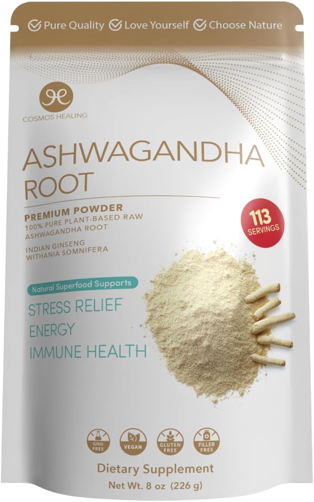 Ashwagandha Root אבקה | אורגני Fitogen | 8 oz106 משרתים) | 2 גרמים לשרת | Ayurvedic Stress Support & Energy Booster