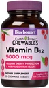 Bluebonnet Nutrition Earth Sweet ויטמין B12 5000 mcg Chewable Tablet, Soy-Free, Gluten-Free, Kosher-Free, Vegan, Raspberry Flavored, 30 טבליות Chewable, 30 משרתים