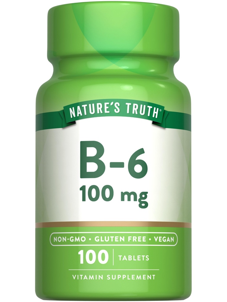 האמת של הטבע B6 ויטמין 100 מ"ג | 100 טבליות | טבעוני, Non-GMO & Gluten Free תוסף