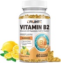 ויטמין B2 Gummies Riboflavin 400 מ"ג תוספת לילדים ומבוגרים - Magnesium Glycinate, Zinc, CoQ10, ויטמין B12 - Migraine Relief & Energy, מערכת העצבים תמיכה, סוכר חינם לימון פלמור, 60ct.