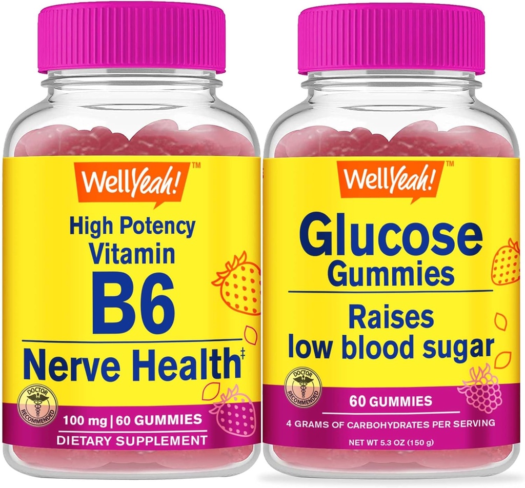 ובכן, כן, ויטמין B6 + Glucose, חניכיים בונדלה - גדול Tasting, ויטמין תוסף, Gluten Free, GMO חינם, Chewable Gummymymy