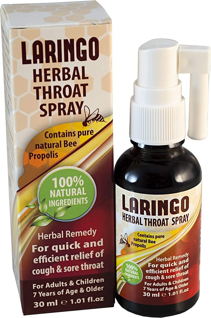 Laringo גרון Spray - מכיל רק 99% Raw Bee Propolis לחלץ - 100% טבעי גרון עבור מבוגרים וילדים - Gluten חינם, מהירות הקלה. 1 FL Oz