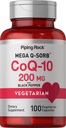 Piping Rock CoQ10 200 מ"ג קפסולות | 100 גלולות | עם Black Pepper לחלץ | Coenzyme Q10 תוספת לנשים וגברים | Vegetarian, non-GMO, Gluten Freeten