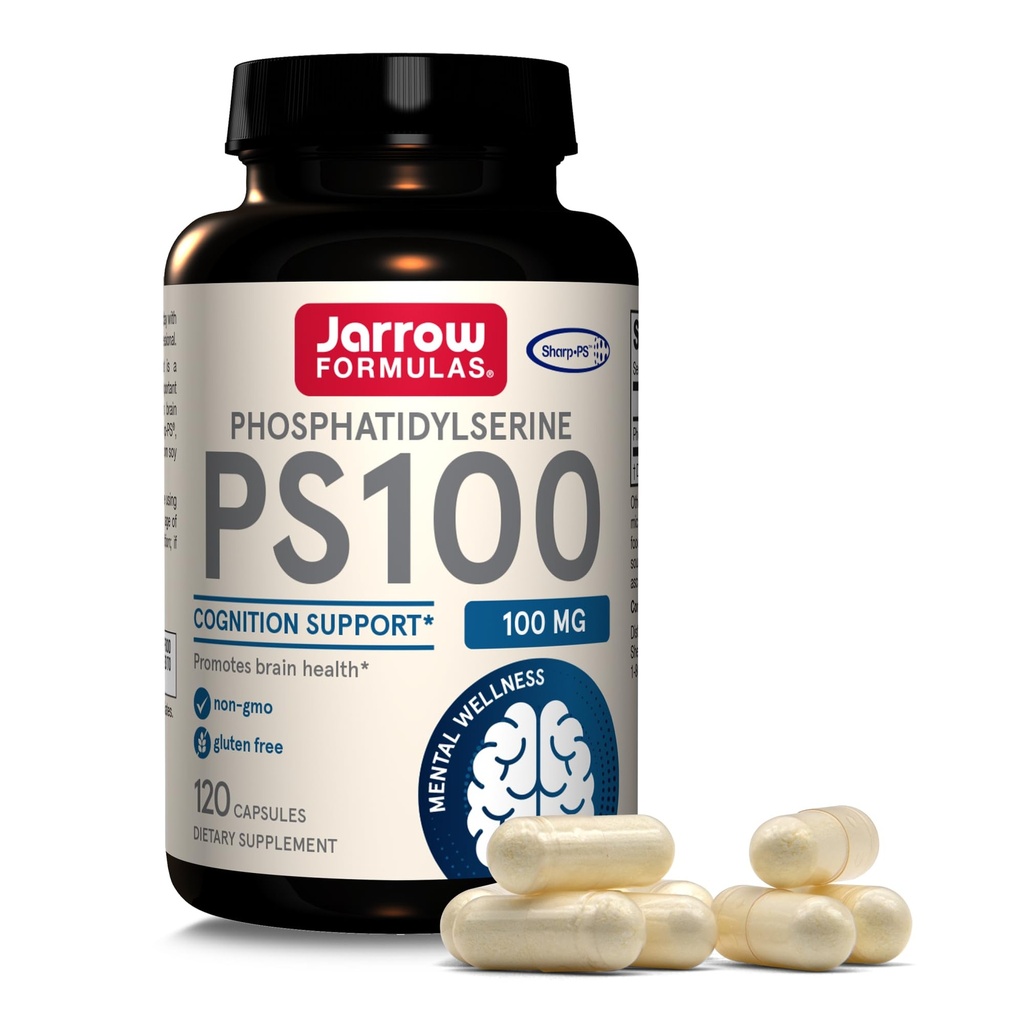 Jarrow Formulas® PS100 Phosphatidylserine, 100 מ"ג, תוספת תזונתית לבריאות המוח ותמיכה קוגניטיבית, 120 קפסולות, עד 120 יום אספקה