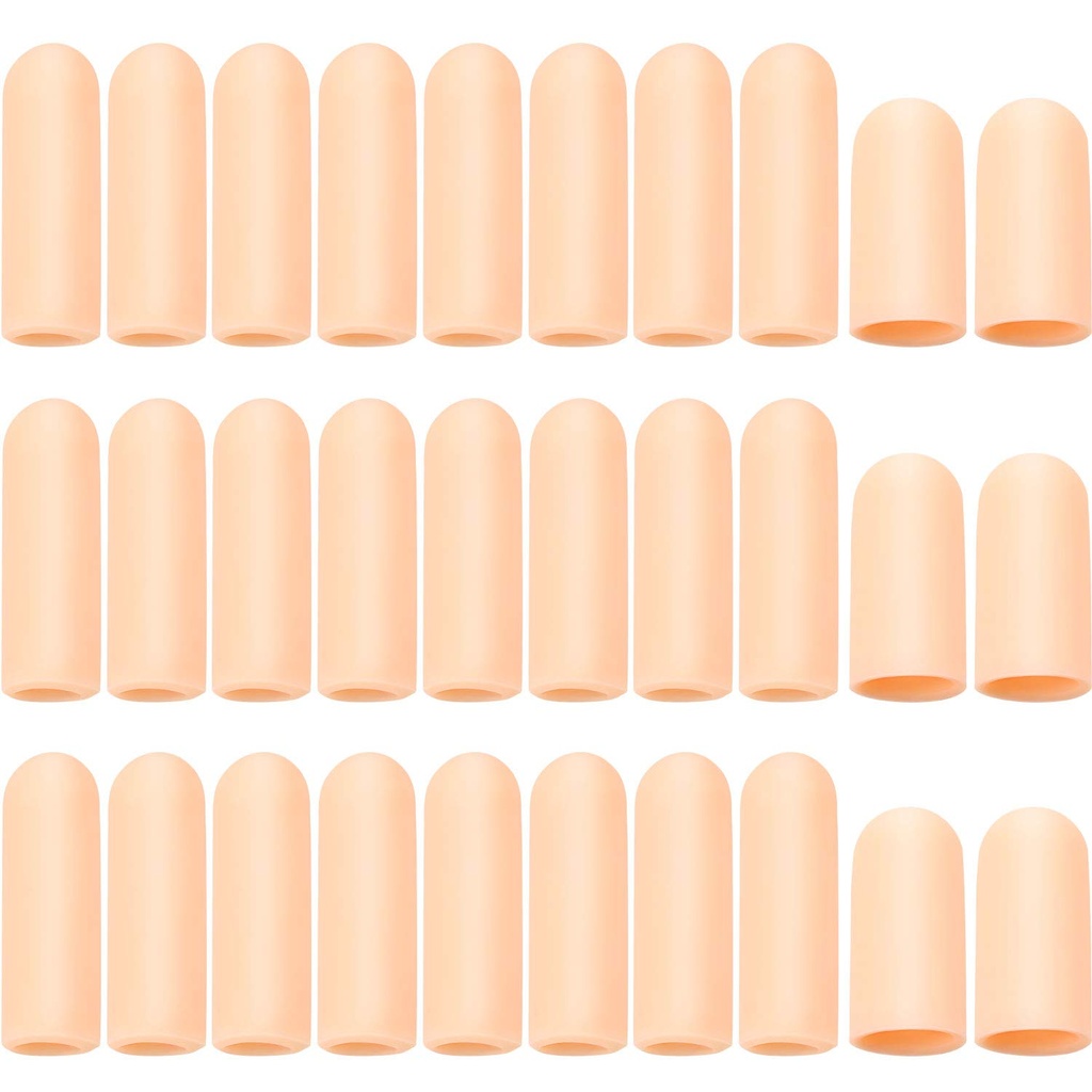 Frienda 30 Pieces Gel Finger Protector Cots Silicone Cover Capsession for Finger Cracking Trigger Support (Apricot)