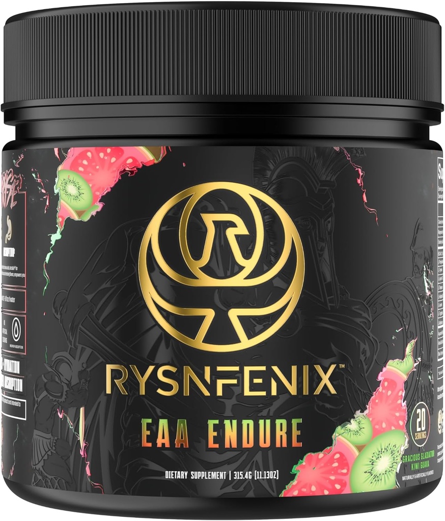 EAA Endure - 11g EAA + BCAA עם Astragin & Black Pepper לחלץ עבור הגדלת Amino Acid Absorption & Aquamin אלקטרוליטים עבור הידרה | 25 משרתים (Kiwi Guava)