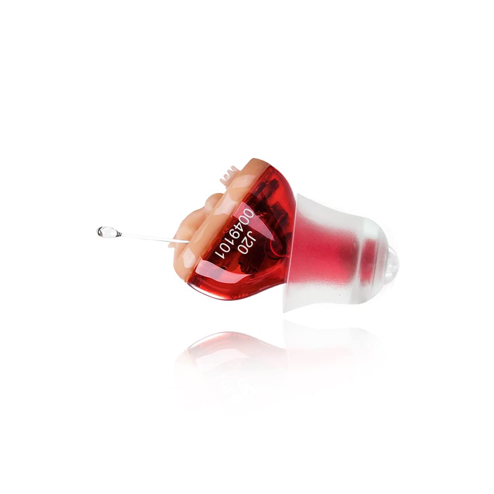 שמיעה Amplifier Aid, In Ear Hearing Aids, Battery Operated Sound Amplifier, Single Hearing Aid for קשישים, Invisible Sound Enhancer Red(Rightאוזן)