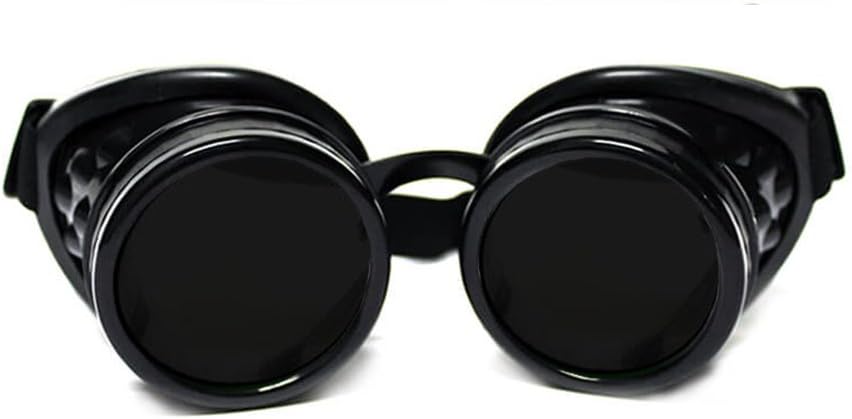 GloFX Steampunk Goggles Tinted - Rave EDM - גותית Cosplay Welder Goggles - Black Goggles with Dark Tint Lenseseses